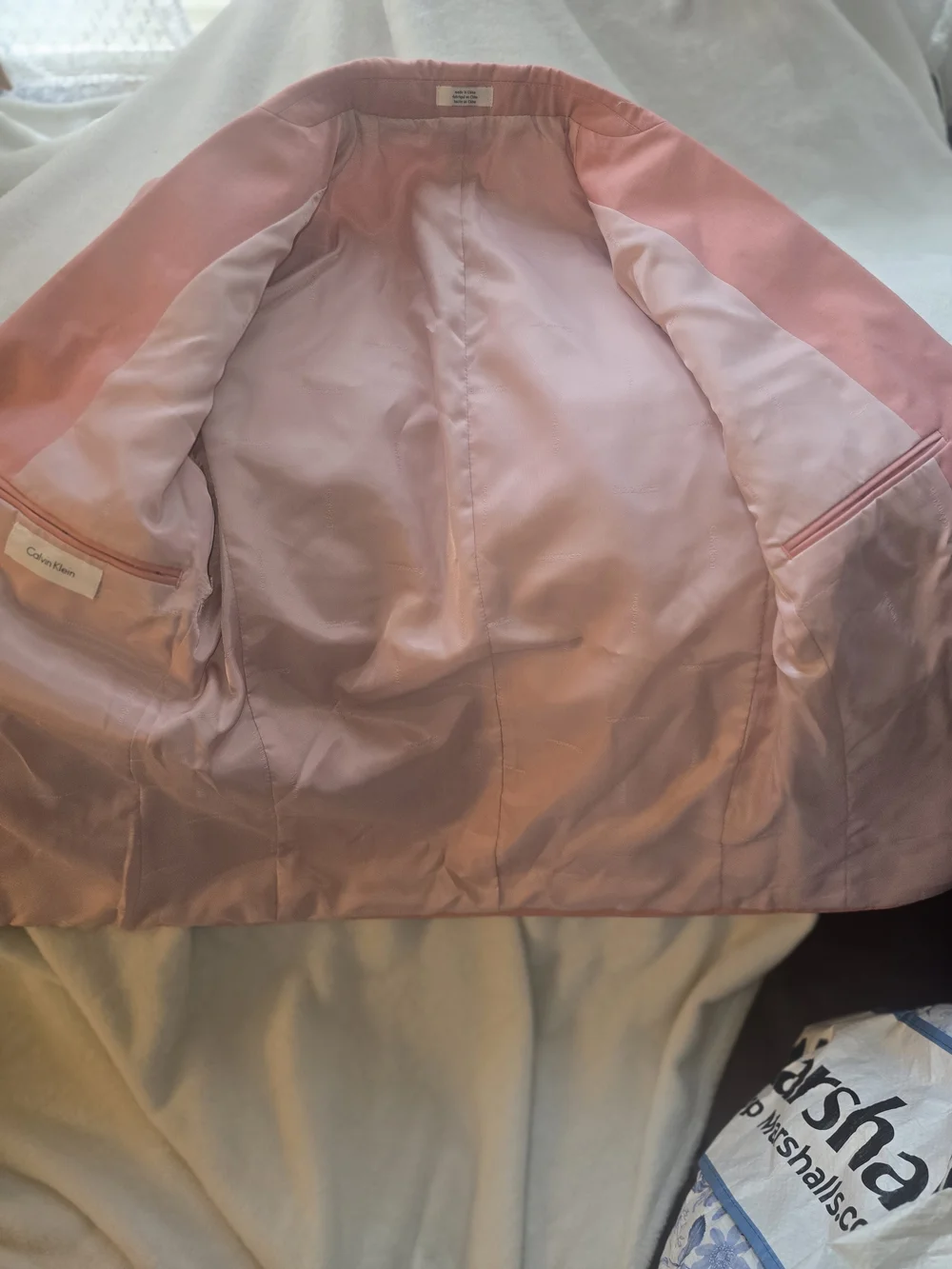 Calvin Klein Men's Pink Blazer - Single-Breasted Suit Jacket 16
